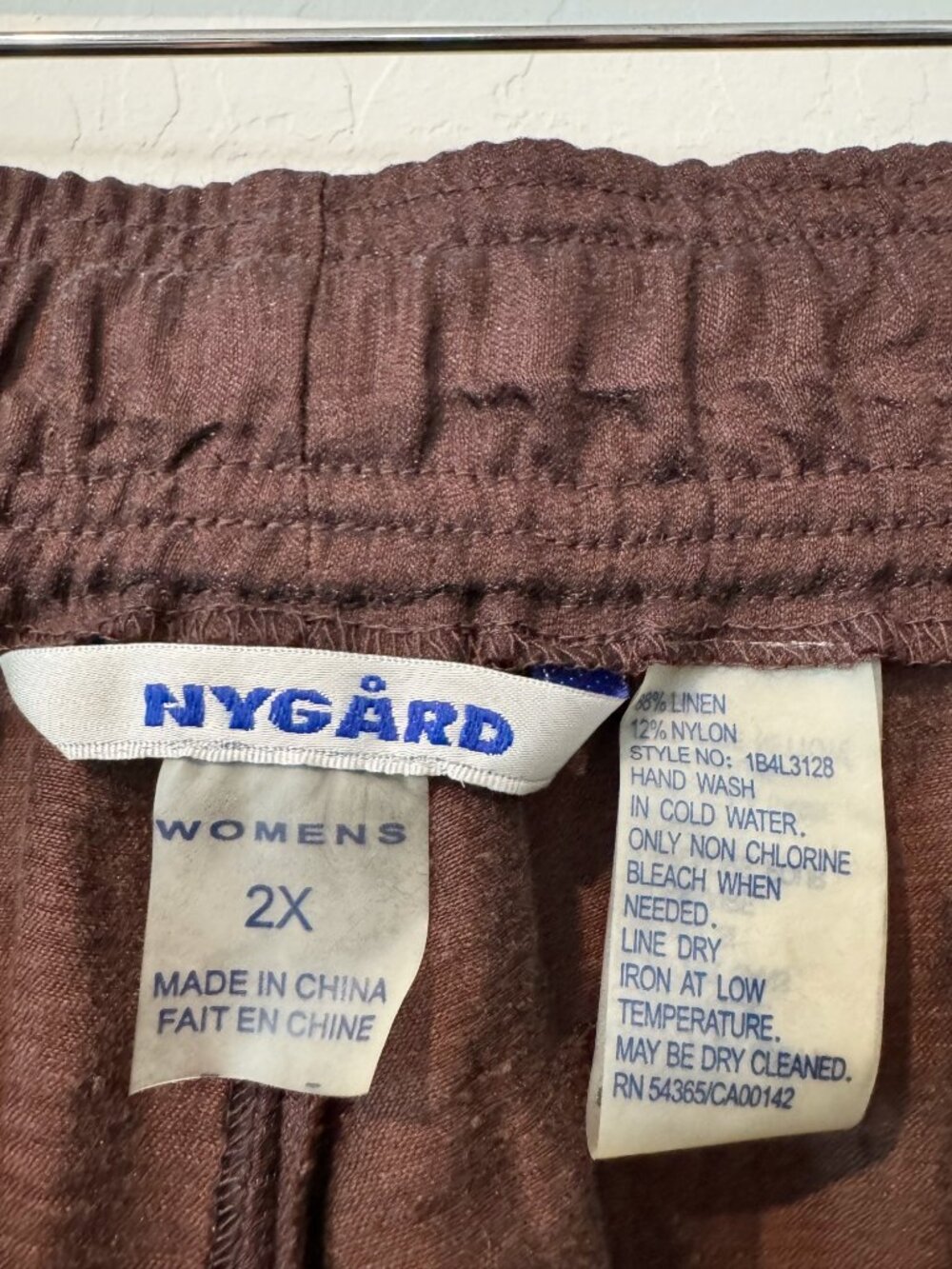NWT Peter Nygard Linen Blend Crinkle Pull On Wide Leg Pants Plus Size New 2X - Picture 7 of 10